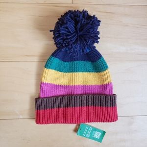 NEW! Gap Toddler Rainbow Striped Beanie With Pom Size S/M